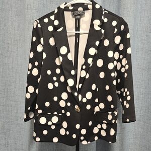Lightweight NYCC Black and White Polka‎ Dot Blazer With 3/4 Sleeves Size Medium
